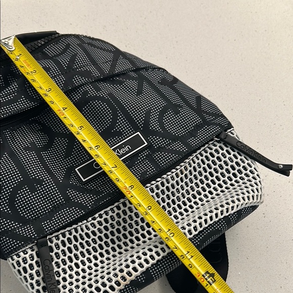 Calvin Klein Black and White Backpack with Monogram and Mesh Design - Picture 9 of 9